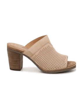 TOMS Majorca Neutral Peep Toe Mule Sandal Sandstorm Nubuck Heel Woman's' Size 8W
